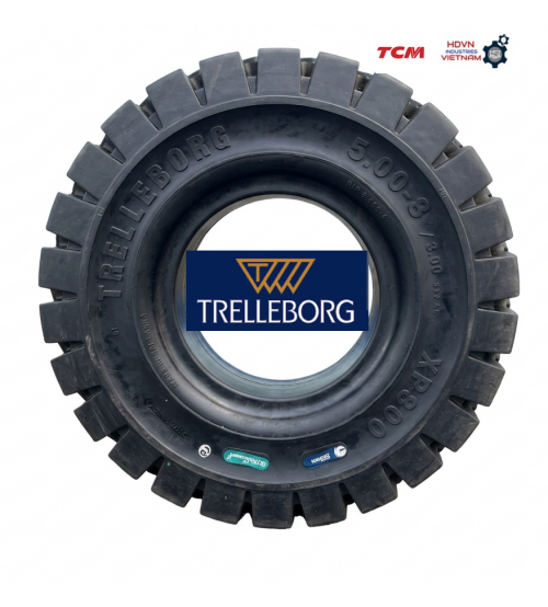 Lốp đặc 500-8 Trelleborg XP800, sản xuất tại Sri Lanka, dùng cho xe nâng 1.5 tấn 1.8 tấn